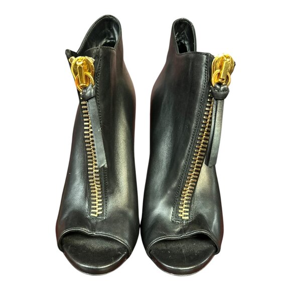 Giuseppe Zanotti Black Leather Peep-Toe Ankle Booties - Picture 2 of 6